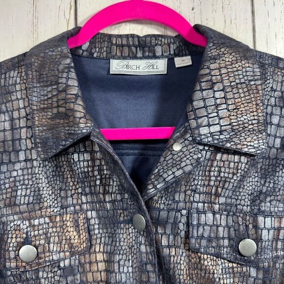 Birch Hill Croc Embossed Faux Leather Jacket Y2K Edgy Retro Glam Size M - Picture 4 of 16